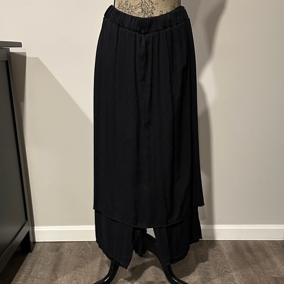 Linen blend Black long Layered Skirt/cropped palazzo pants size XXXL - Picture 1 of 9